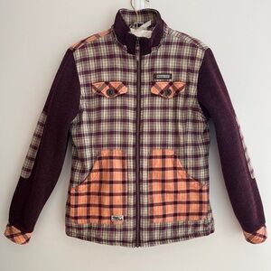 BLACK YAK Zip Front Flannel & Knit Exterior Fuzzy Cozy Fleece Interior Apres Ski